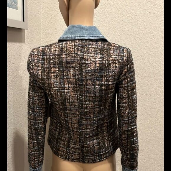 Ecru Brown, black and Blue tweed and denim Blazer with Tailored Fit sz PS or PL - Picture 5 of 10